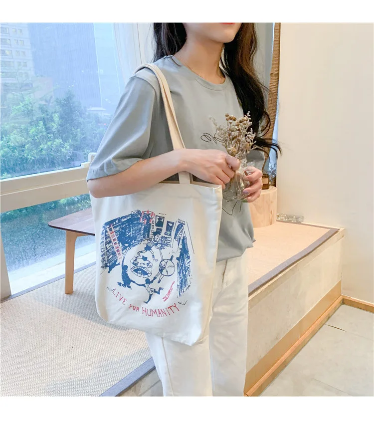 Women Canvas Shoulder Bag Ladies Pure Cotton Cloth Handbag Foldable Shopping Tote Students' Simple Eco Environmental Shopper Bag
Women Canvas Shoulder Bag Ladies Pure Cotton Cloth Handbag Foldable Shopping Tote Students' Simple Eco Environmental Shopper Bag
