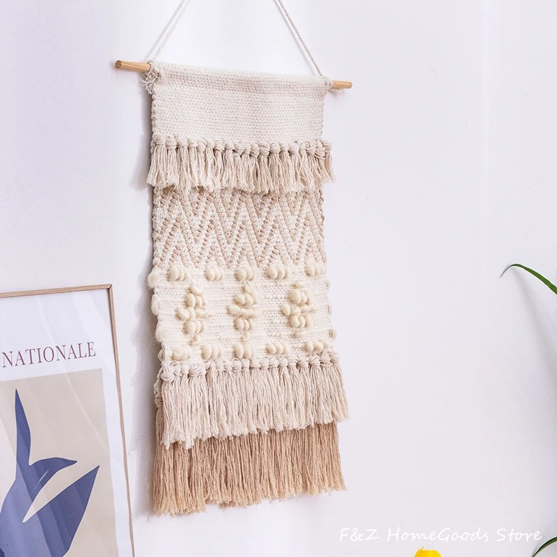 

Hand Woven Macrame Wall Hanging With Rainbow Tassels Tapestry Gorgeous Chic Bohemian For Home House Decor Living Room Decoration