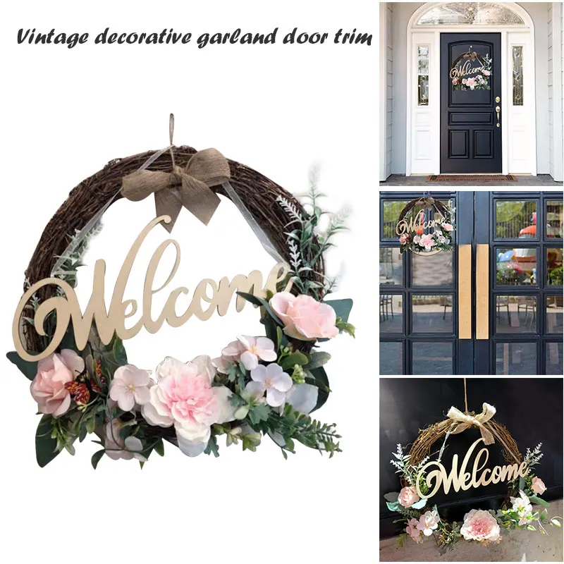 Welcome Sign Wreath Front Door Hanger with Bow Round Outdoor Hanging Decoration for Home Vertical Sign 9.8 Inch HK3
Welcome Sign Wreath Front Door Hanger with Bow Round Outdoor Hanging Decoration for Home Vertical Sign 9.8 Inch HK3