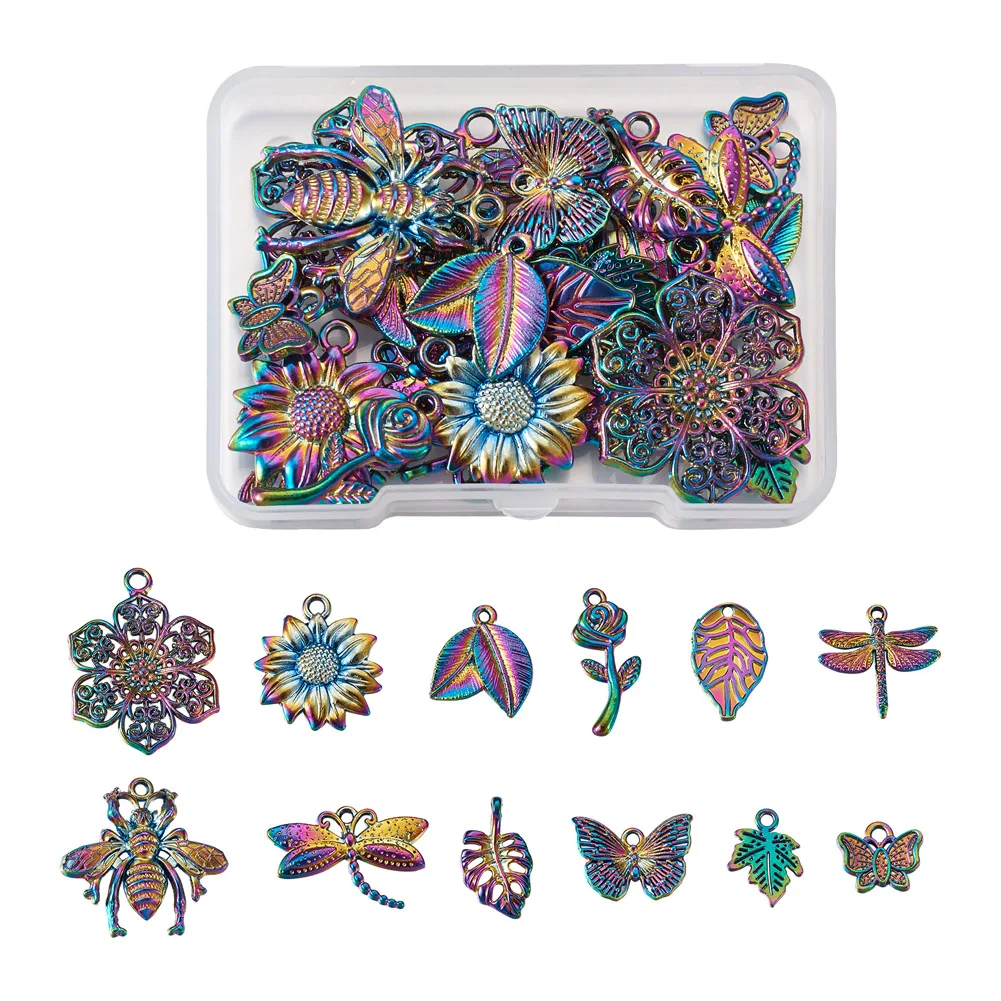 24Pcs Rainbow Color Zinc Flower Leaf Charm Insect Animal Butterfly Dragonfly Pendant For Necklace DIY Craft Jewelry Making
24Pcs Rainbow Color Zinc Flower Leaf Charm Insect Animal Butterfly Dragonfly Pendant For Necklace DIY Craft Jewelry Making
