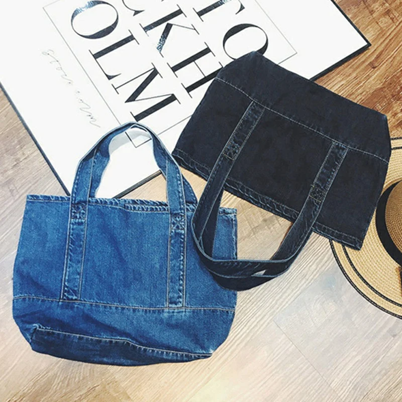 NEW-Fashion Women Denim Bag Fashion Shoulder Bags Japanese Jean Leisure Small Handbag Dark Blue | Багаж и сумки