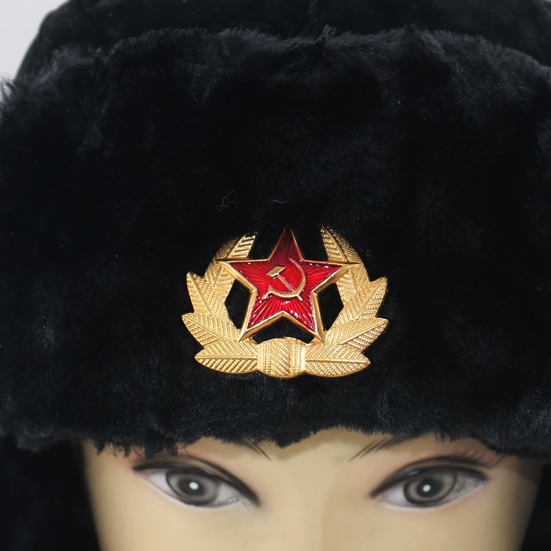 Sovjet Militaire Badge русланд ушанка шляпа-бомбер с теплой искусственной кониджненбонт