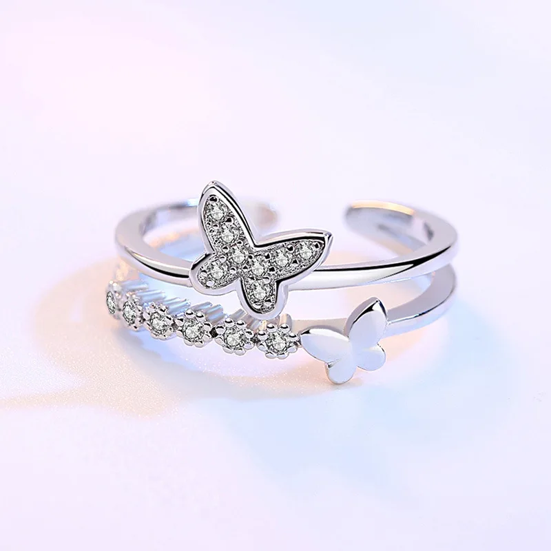 European and American temperament, micro inlaid row of diamonds, fresh butterfly ring, female fashion double ring simple jewelry
European and American temperament, micro inlaid row of diamonds, fresh butterfly ring, female fashion double ring simple jewelry