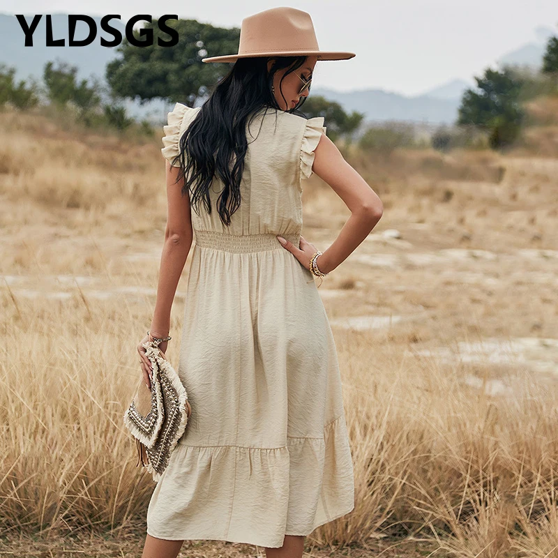 2021 Spring New Hollow Out Patchwork Dress Women Casual V Neck Solid Flying Sleeve Dress For Woman Summer Knee Length Dresses
2021 Spring New Hollow Out Patchwork Dress Women Casual V Neck Solid Flying Sleeve Dress For Woman Summer Knee Length Dresses