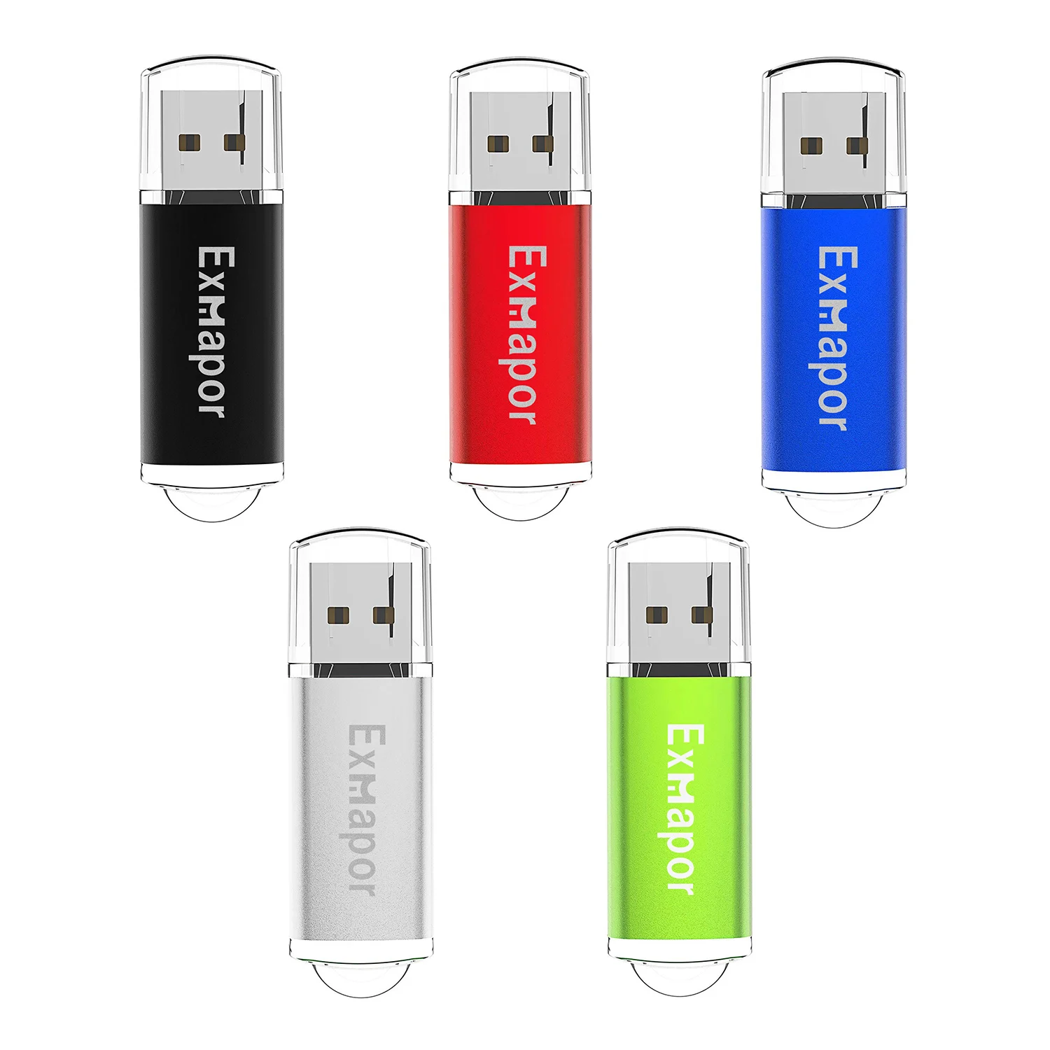 

8GB USB Flash Drive Pack of 5 Thumb Drives Bulk, Exmapor USB 2.0 Memory Sticks Rectangle Pen Drive 8 GB,Jump Drive Colorful