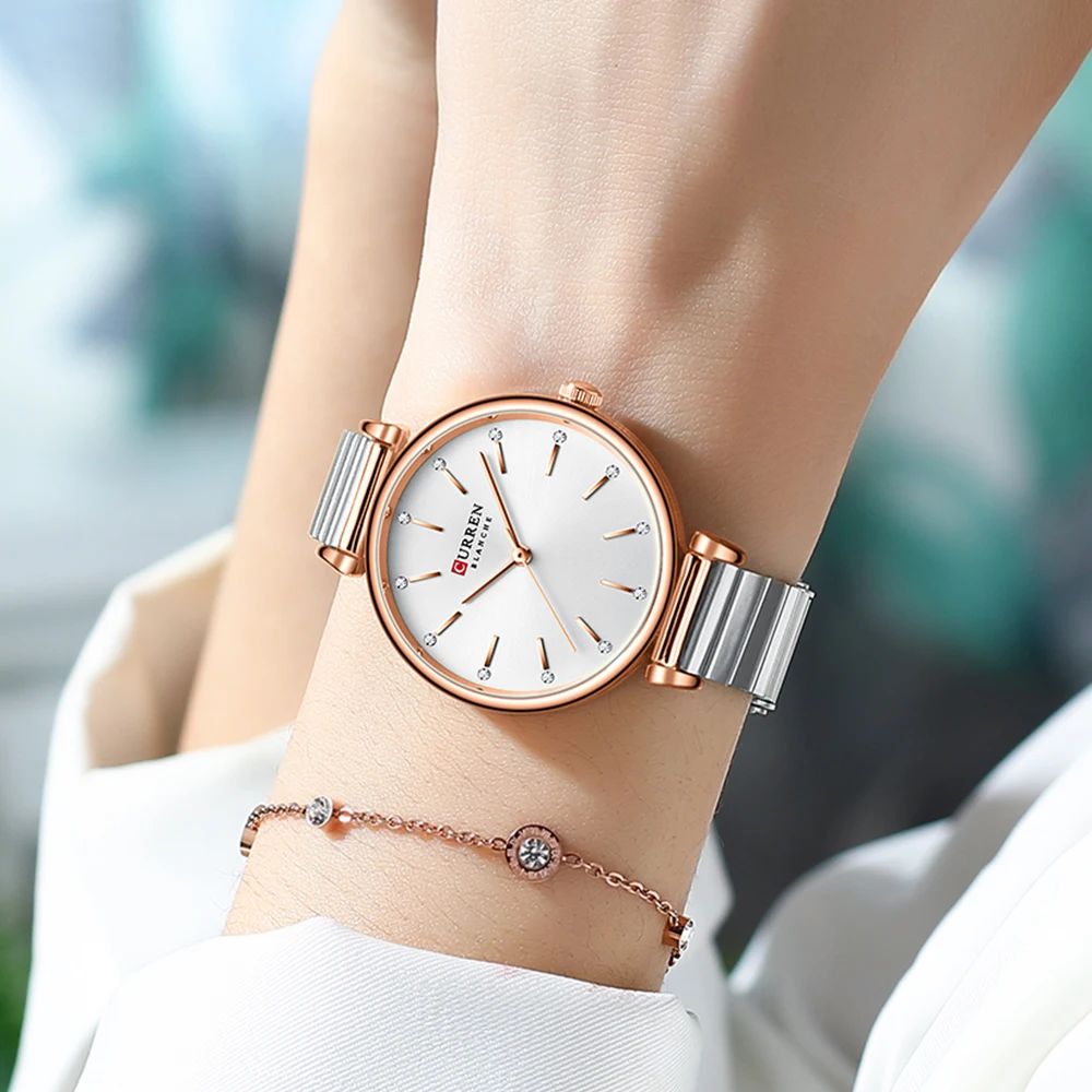 CURREN Watches 2021 Charming Womens Quartz Wristwatches with Rhinestones Stainless Steel Clock Relojes Para Mujer
CURREN Watches 2021 Charming Womens Quartz Wristwatches with Rhinestones Stainless Steel Clock Relojes Para Mujer