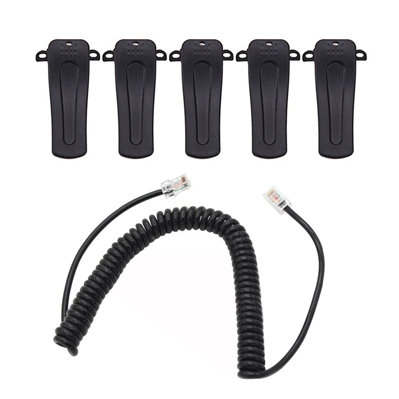 6 Pcs Talkie Accessories Black: 1 Pcs 8Pin Microphone Cable Cord for Icom Mobile Radio Speaker & 5 Pcs Belt Clip for Baofeng BF- 
6 Pcs Talkie Accessories Black: 1 Pcs 8Pin Microphone Cable Cord for Icom Mobile Radio Speaker & 5 Pcs Belt Clip for Baofeng BF-