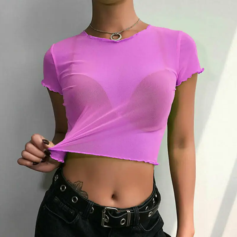 Sexy Crop Tops Fishnet Mesh Sheer T-Shirt Short Sleeve Pullover Clothes Fashion Women Transparent Top T-Shirt Tee
Sexy Crop Tops Fishnet Mesh Sheer T-Shirt Short Sleeve Pullover Clothes Fashion Women Transparent Top T-Shirt Tee