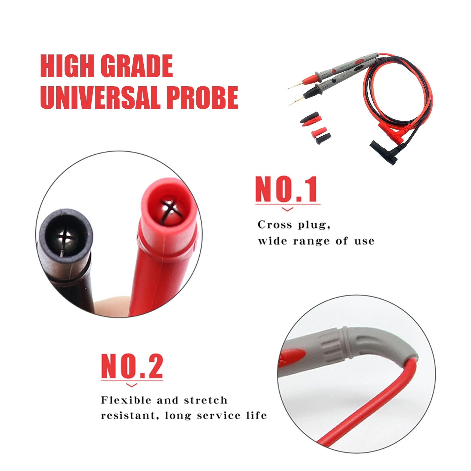 1000V 20A gold plated copper needle silica gel probe, extra sharp, extra fine, high precision, high grade universal probe 
1000V 20A gold plated copper needle silica gel probe, extra sharp, extra fine, high precision, high grade universal probe