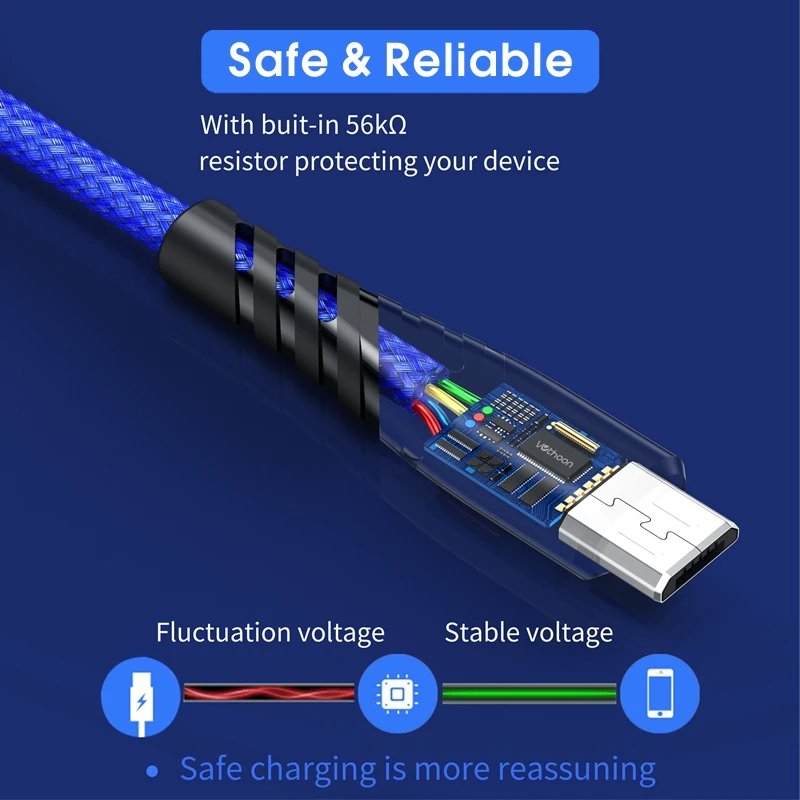 Vothoon Micro USB кабель 3A Быстрая зарядка Data для samsung Xiaomi huawei Android зарядного устройства