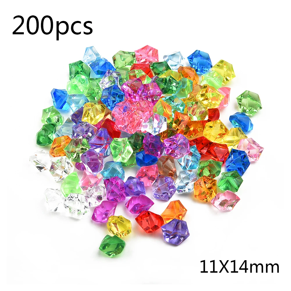 

200pcs Plastic Gems Ice Grains Colorful Small Stones Children Jewels Acrylic Gems 11*14mm Simulation Ice Cubes Colorful Stone