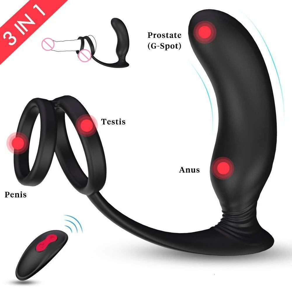 Prostate Massager Male Anal butt plug Vibrators Penis Ring Wireless Remote Control 9 Vibration Mode adults Sex Toys For Men gay | Красота и
