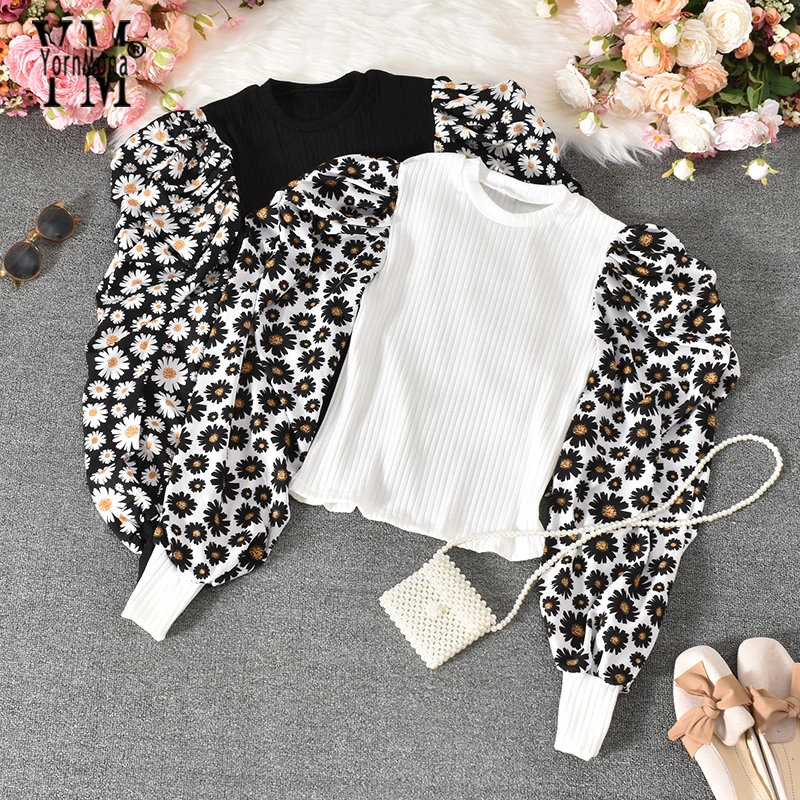 Ins Fashion Daisy Flower Print Puff Sleeve Women Blouse Shirt Spring Autumn Stretch Knit Women Tops Streetwear Blusas H901
Ins Fashion Daisy Flower Print Puff Sleeve Women Blouse Shirt Spring Autumn Stretch Knit Women Tops Streetwear Blusas H901