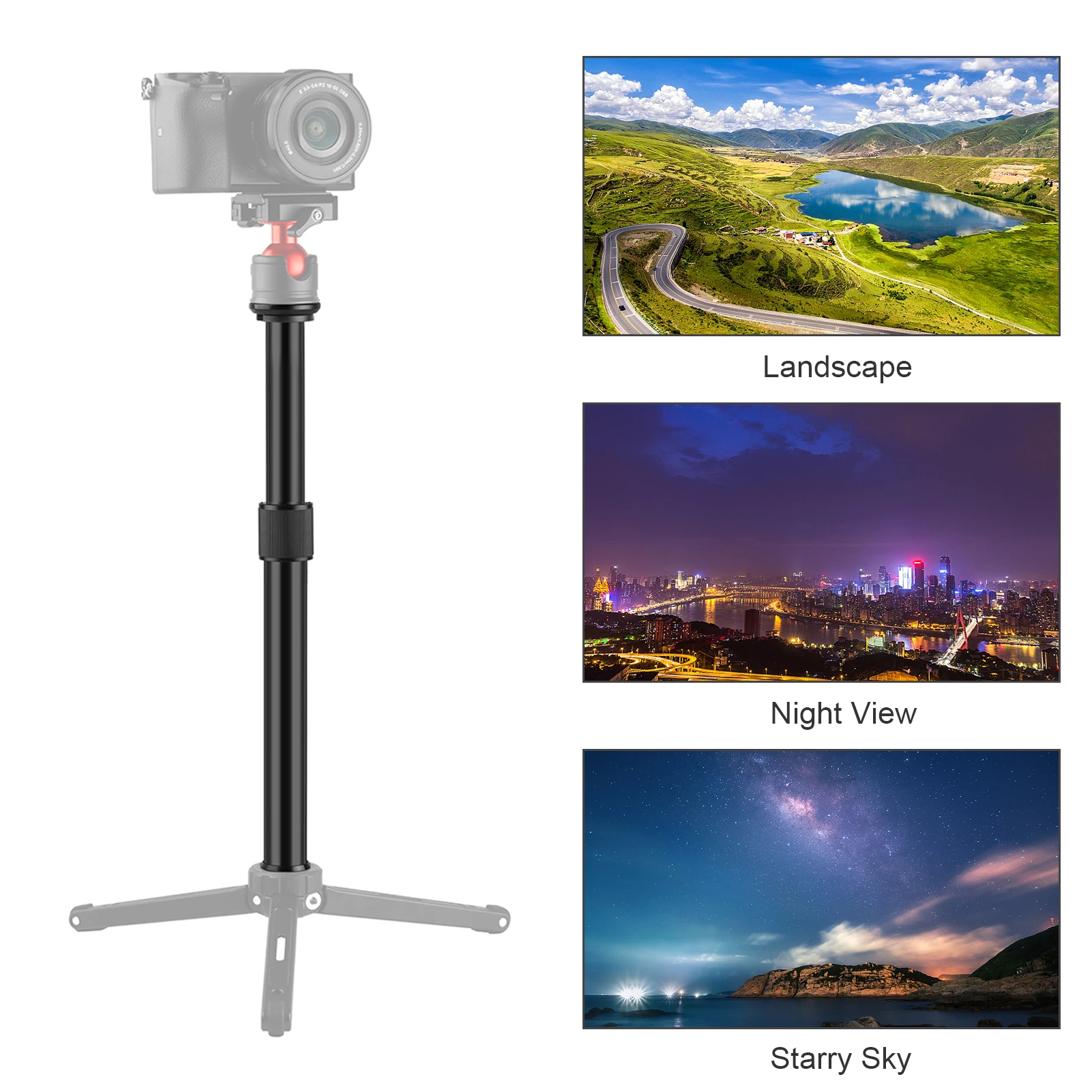 Aluminum Alloy C Clamp + Adjustable Tripod Extension Rod Universal 1/4" Screw Adjustable Length 33~60cm for Camera Photography
Aluminum Alloy C Clamp + Adjustable Tripod Extension Rod Universal 1/4" Screw Adjustable Length 33~60cm for Camera Photography