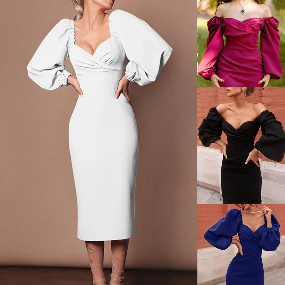 Midi Elegant Dress For Women Long Sleeve Party V-Neck Winter Jumper Office Dress Puff Sleeve Ol Business Ol Bodycon Dress
Midi Elegant Dress For Women Long Sleeve Party V-Neck Winter Jumper Office Dress Puff Sleeve Ol Business Ol Bodycon Dress