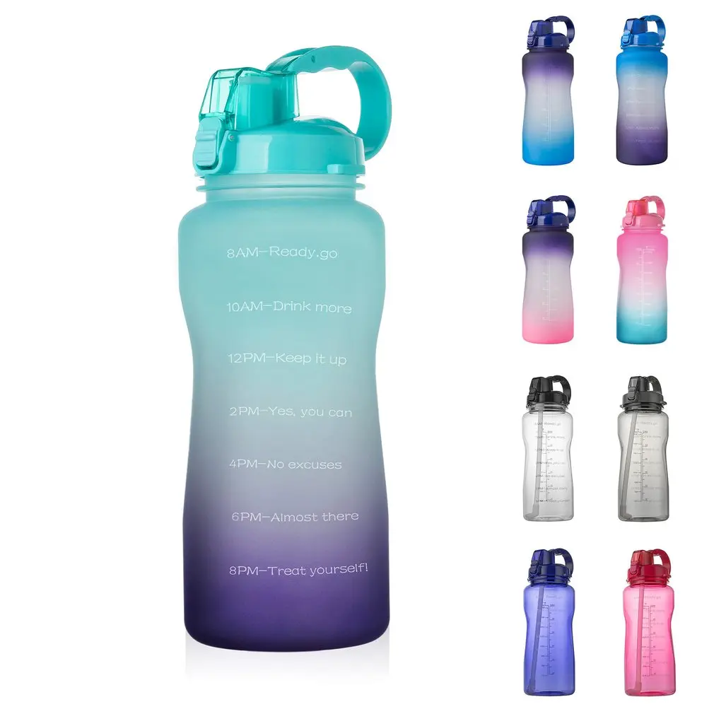 

Gallon Sport Water Bottle 3.8/2L Large Capacity Tritan BPA Free Outdoor Motivational with Time Marker Portable Fitness Jugs