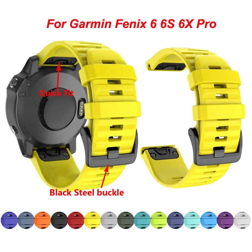 

26 22MM Watchband Strap for Garmin Fenix 5 5X 3 3 HR Fenix 6X 6 6S Pro S60 MK1 Watch Quick Release Silicone Easyfit Wrist Band
