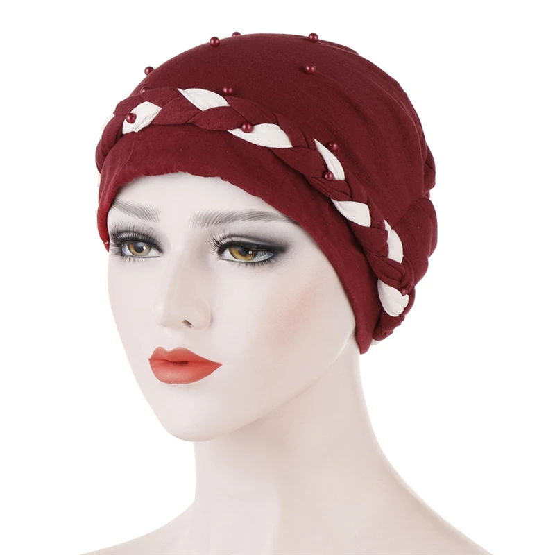 Two-Color Bead Turban Caps Jersey Inner Bonnet Indian Wrap Head Underscarf Cap Femme Musulman Muslim Headdress 
Two-Color Bead Turban Caps Jersey Inner Bonnet Indian Wrap Head Underscarf Cap Femme Musulman Muslim Headdress