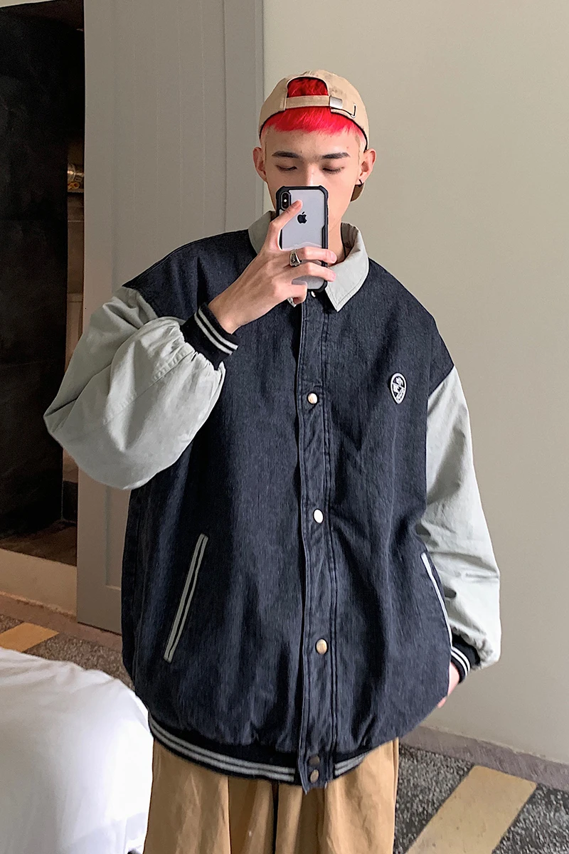 2019 Winter New Youth Popular Denim Lamb Cotton Padded Couple Fashion Casual Stitching Loose Shirt Coat Dark Gray M-XL
2019 Winter New Youth Popular Denim Lamb Cotton Padded Couple Fashion Casual Stitching Loose Shirt Coat Dark Gray M-XL