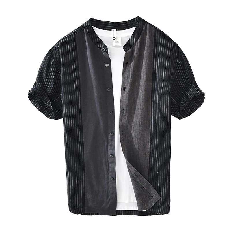 Black Striped Shirt for Men Summer New Pure Linen Short Sleeve Thin Button Up Tops Male Fashion Casual Hemp Shirt Retro Clothes
Black Striped Shirt for Men Summer New Pure Linen Short Sleeve Thin Button Up Tops Male Fashion Casual Hemp Shirt Retro Clothes