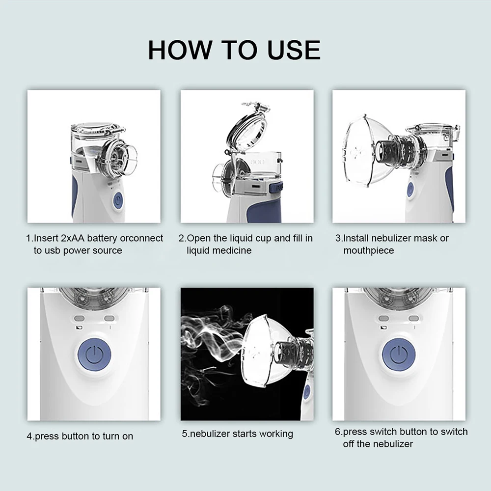 Health Care Mini Handheld portable Inhale Nebulizer silent Ultrasonic inalador nebulizador Children Adult Rechargeable Automizer
Health Care Mini Handheld portable Inhale Nebulizer silent Ultrasonic inalador nebulizador Children Adult Rechargeable Automizer