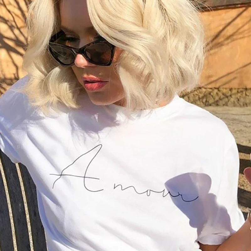 Brand New Arrivals Harajuku Summer T Shirt Women amour Letters print Women tshirt Casual t shirt For Lady Girl Top Tee
Brand New Arrivals Harajuku Summer T Shirt Women amour Letters print Women tshirt Casual t shirt For Lady Girl Top Tee