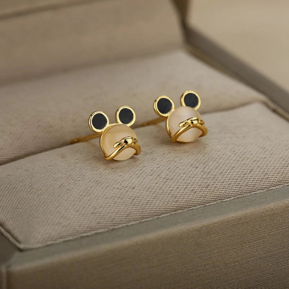 Cartoon Mouse Pendant Earrings For Women Gold Color Opal Animal Stud Earring Cute Birthday Handmade Jewelry Accessories Gift
Cartoon Mouse Pendant Earrings For Women Gold Color Opal Animal Stud Earring Cute Birthday Handmade Jewelry Accessories Gift