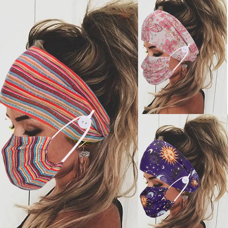 Print Elastic Hairbands for Women Fashion Headband Yoga Sport Turban Facial Fixture Mask Button Design Hair Band with Face Mask 
Print Elastic Hairbands for Women Fashion Headband Yoga Sport Turban Facial Fixture Mask Button Design Hair Band with Face Mask