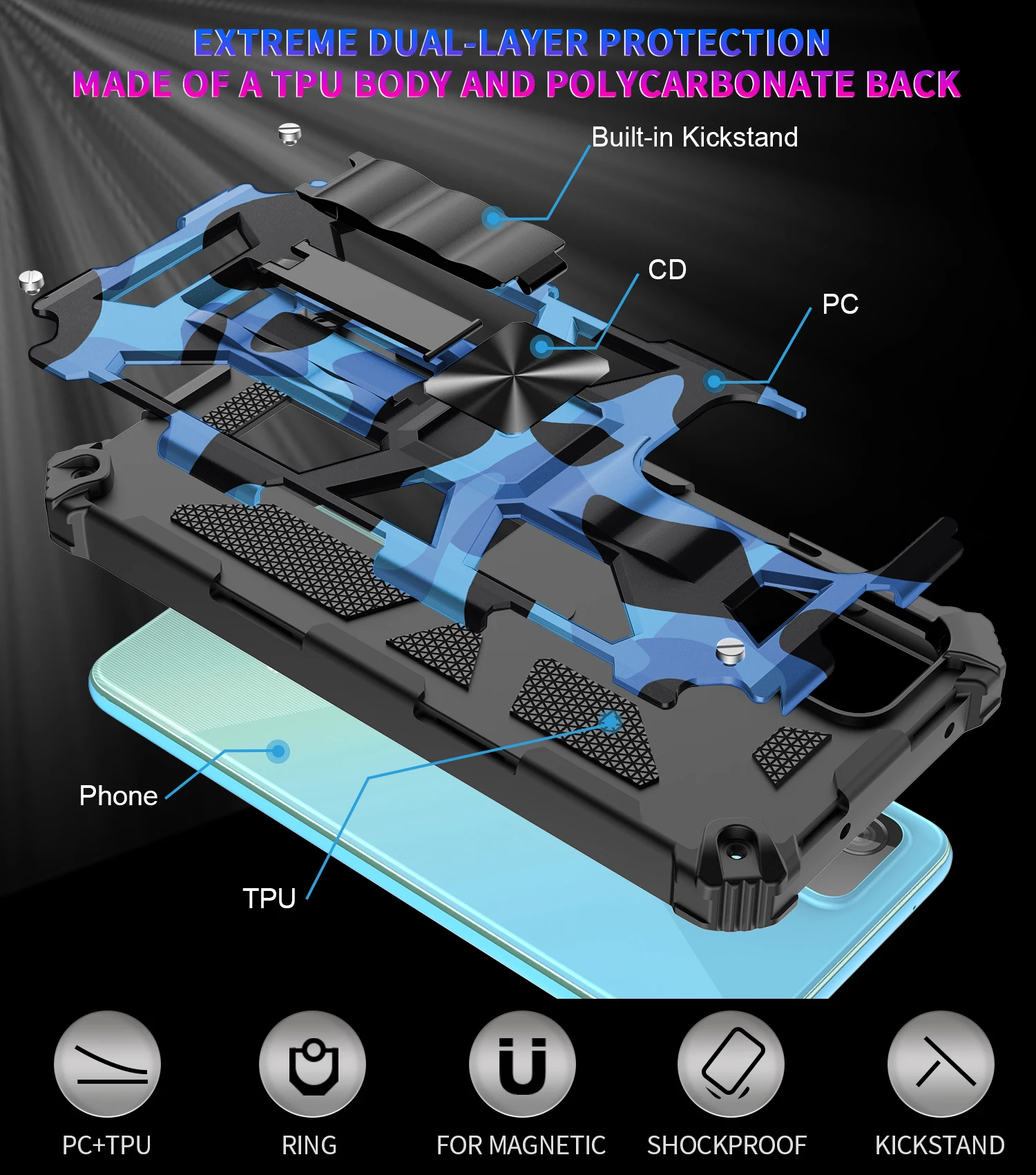 Anti-fall Invisible Magnetic Bracket Camouflage Phone Case For Samsung Galaxy A02S A02 A51 A71 A12 A32 A52 A72 4G 5G Back Cover
Anti-fall Invisible Magnetic Bracket Camouflage Phone Case For Samsung Galaxy A02S A02 A51 A71 A12 A32 A52 A72 4G 5G Back Cover