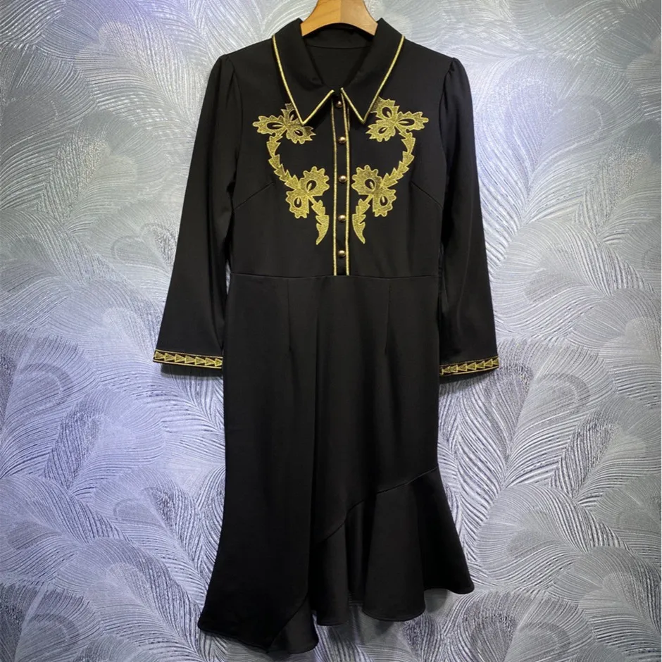 2021 Spring Runways Women's High quality embroidery dress France style Long sleeves elegant dress B999
2021 Spring Runways Women's High quality embroidery dress France style Long sleeves elegant dress B999