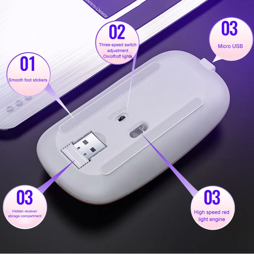 2.4G Wireless Rechargeable Bluetooth 3.0/5.0 Mute Gaming Mouse for Computer
2.4G Wireless Rechargeable Bluetooth 3.0/5.0 Mute Gaming Mouse for Computer