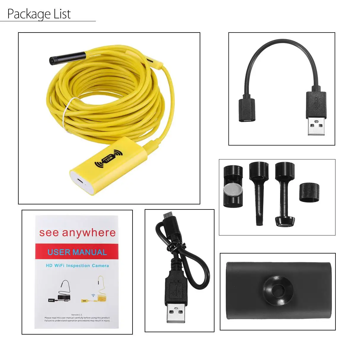 10M Endoscope Camera Mini Waterproof Hard Cable Inspection Camera HD WIFI 1200P 8 LED Borescope Video for Iphone 
10M Endoscope Camera Mini Waterproof Hard Cable Inspection Camera HD WIFI 1200P 8 LED Borescope Video for Iphone