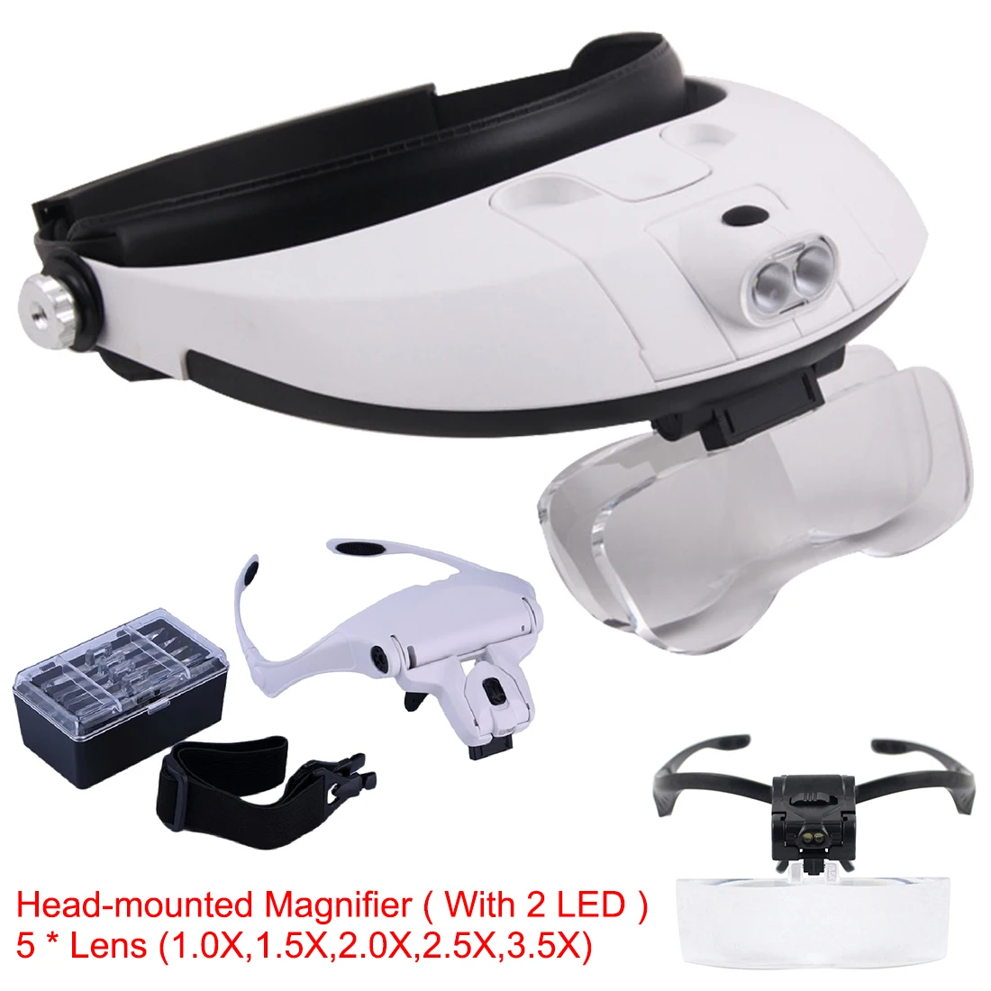 Glasses Loupe Watchmaker Repair Tool Glasses Magnifier LED Headband Magnifying Glass 1.0X 1.5X 2.0X 2.5X 3.5X With 2 LED
Glasses Loupe Watchmaker Repair Tool Glasses Magnifier LED Headband Magnifying Glass 1.0X 1.5X 2.0X 2.5X 3.5X With 2 LED