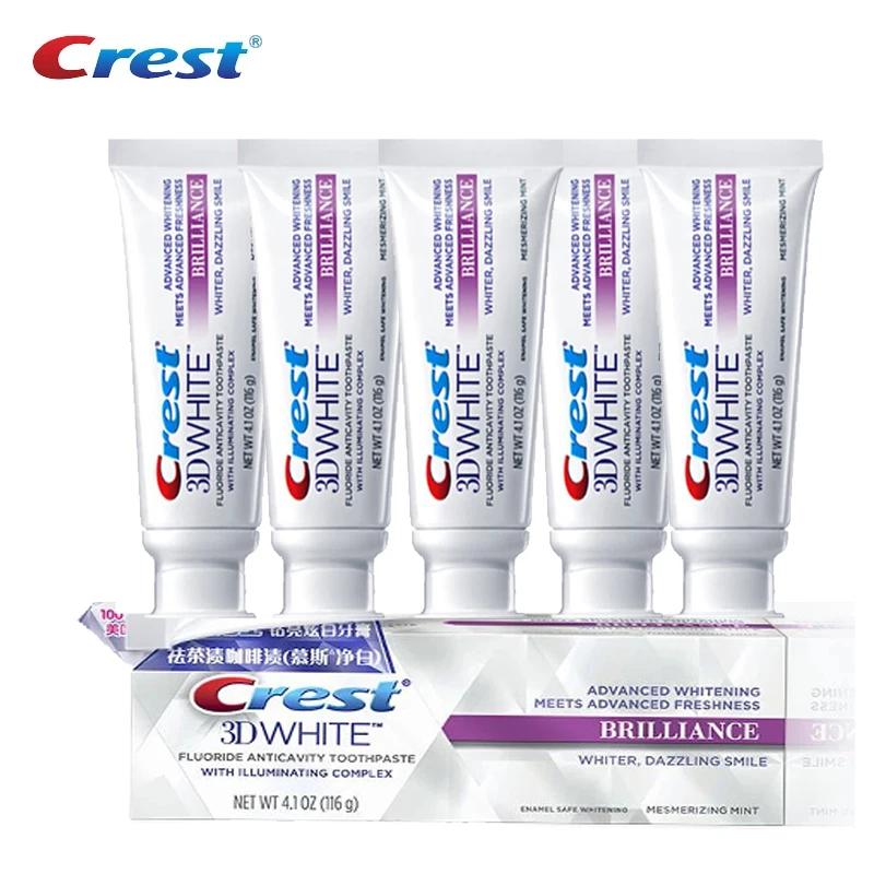 Crest 3D белая Водорастворимая зубная паста мусс отбеливающая для блеска