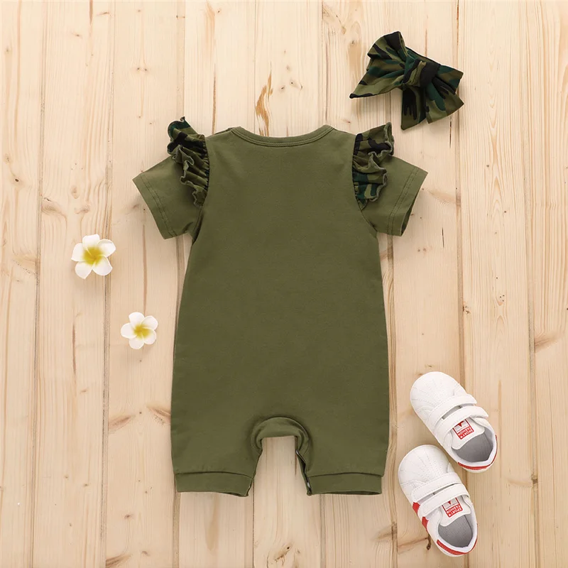 Baby summer casual Romper with Hat, Letter Print Round Neck Short Sleeve Jumpsuit+ Camouflage Print Hat/ Headwear for Kids
Baby summer casual Romper with Hat, Letter Print Round Neck Short Sleeve Jumpsuit+ Camouflage Print Hat/ Headwear for Kids