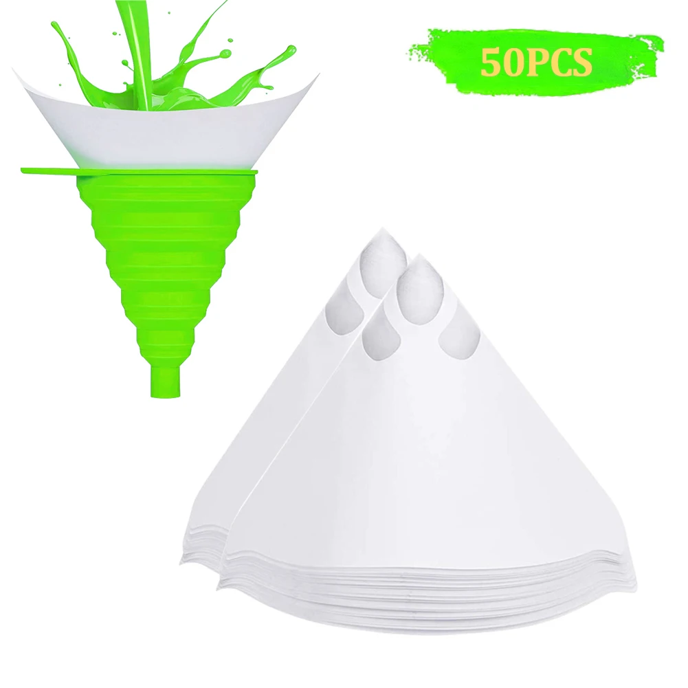 50Pcs Paint Filter Paper Purifying Straining Cup Funnel Disposable Paper 100 Mesh Paint Filters Micron Paper W/silicone funnel 
50Pcs Paint Filter Paper Purifying Straining Cup Funnel Disposable Paper 100 Mesh Paint Filters Micron Paper W/silicone funnel