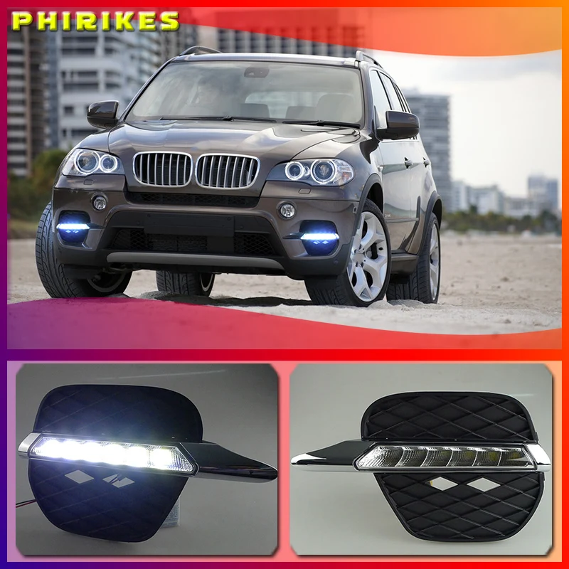 2 шт. Белый светодиодный DRL Дневной светильник тумана Run лампы для BMW X5 E70 2011 2012 2013| |