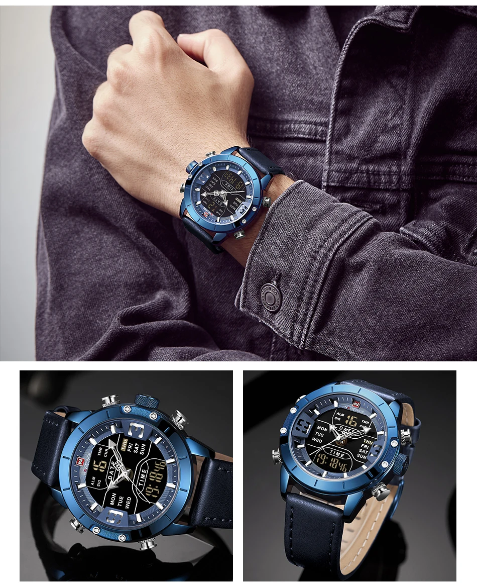 New NAVIFORCE Men Watch Top Luxury Brand Waterproof Quartz Men Leather Analog Sports Digital Male Clock Relogio Masculino 
New NAVIFORCE Men Watch Top Luxury Brand Waterproof Quartz Men Leather Analog Sports Digital Male Clock Relogio Masculino