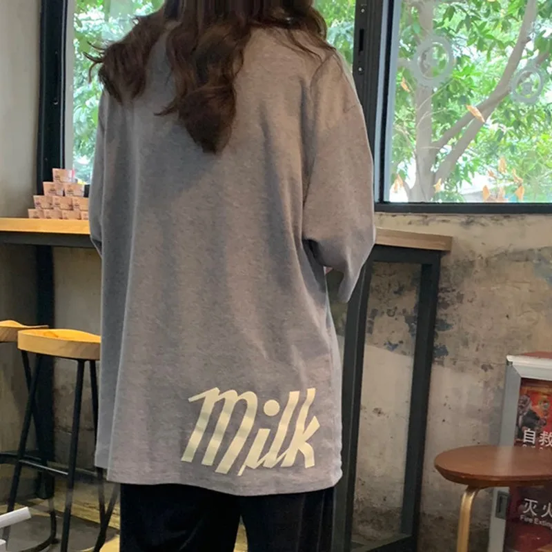 2020 Hot Sale Women T-shirt Milk Printed O-neck Summer Casual Loose Long Korean Style female Tee Shirt
2020 Hot Sale Women T-shirt Milk Printed O-neck Summer Casual Loose Long Korean Style female Tee Shirt