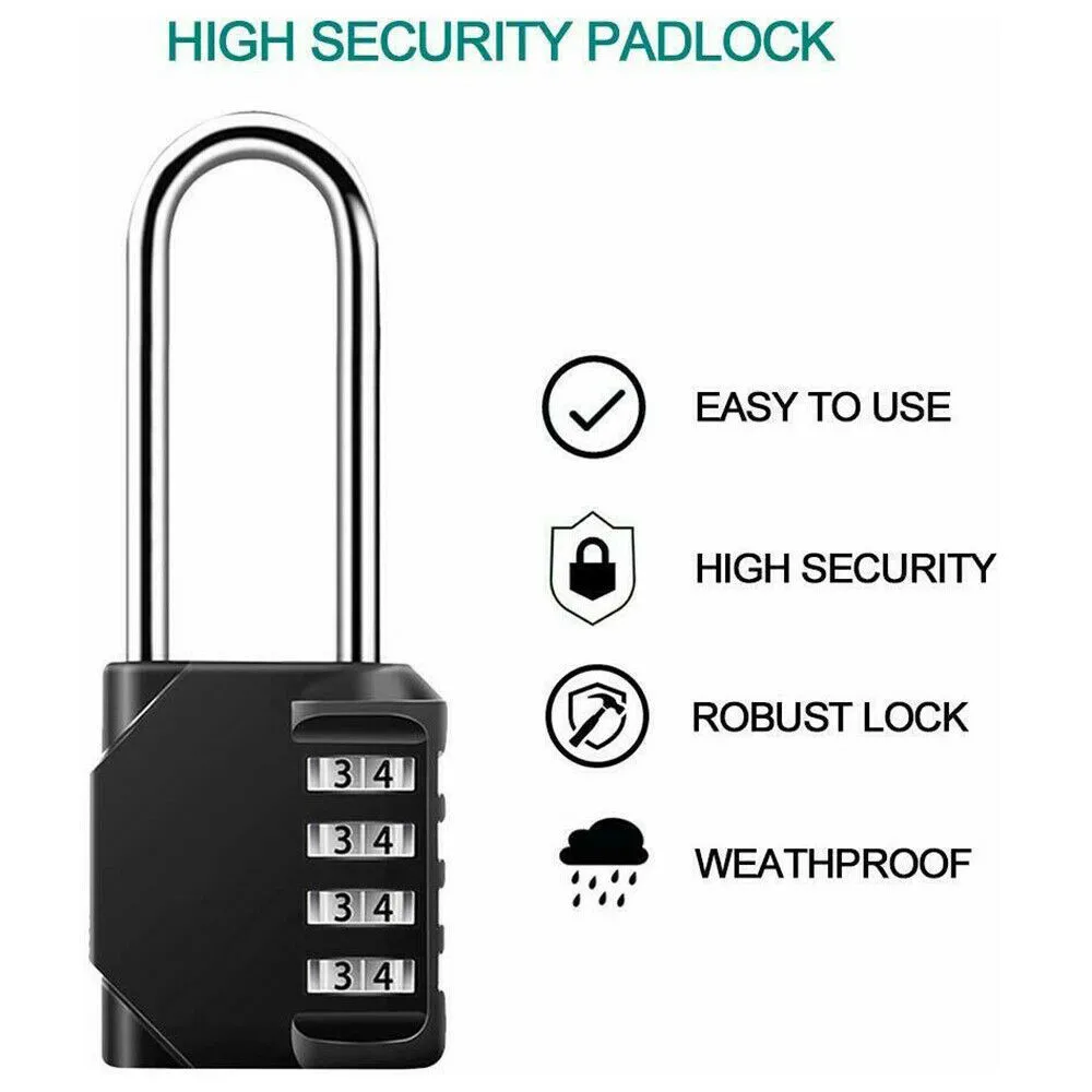 4 Digit Number Combination Padlock Long Shackle Padlock Outdoor Waterproof Lock Suitcase Luggage Security Coded Lock
4 Digit Number Combination Padlock Long Shackle Padlock Outdoor Waterproof Lock Suitcase Luggage Security Coded Lock