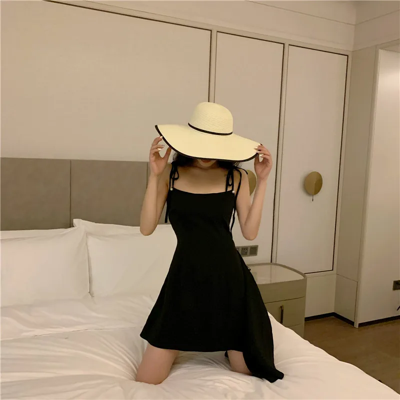 summer style black sweet vestidos Women's Clothing off shoulder Elegant spaghetti strap asymmetrical high quality mini-dress
summer style black sweet vestidos Women's Clothing off shoulder Elegant spaghetti strap asymmetrical high quality mini-dress