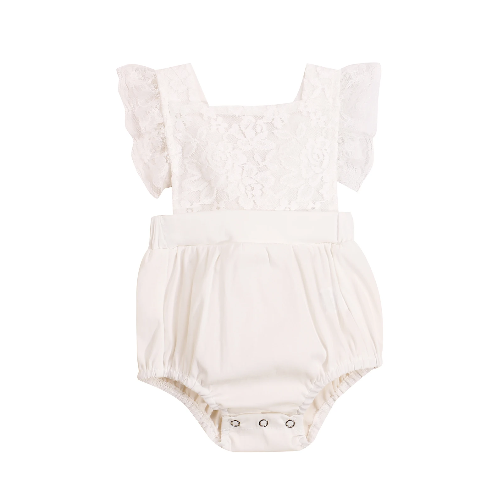 2021 Fashion Hot Sell Baby Girls Casual Romper, White Solid Color Square Collar Fly Sleeves Lace Hem 1-piece Summer 
2021 Fashion Hot Sell Baby Girls Casual Romper, White Solid Color Square Collar Fly Sleeves Lace Hem 1-piece Summer