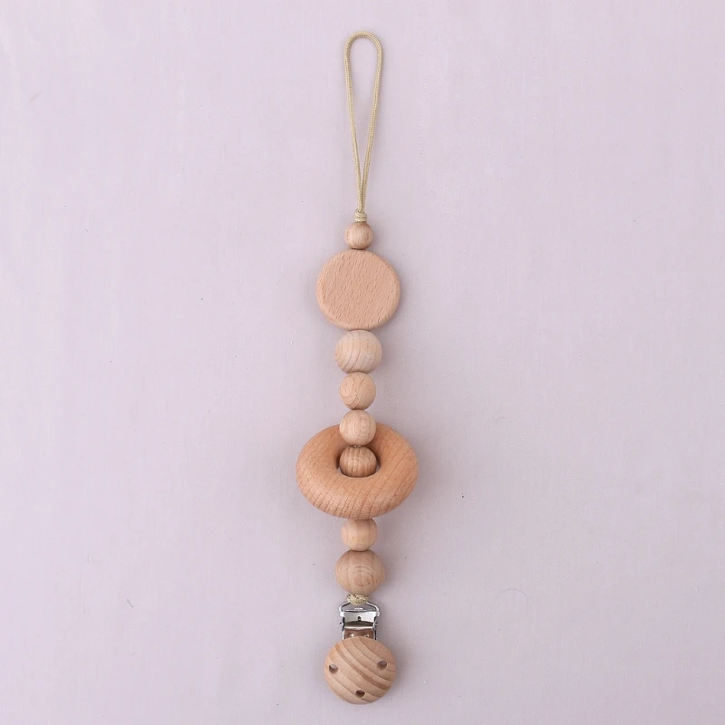 

Handmade Wooden Beads Pacifier Chain Clip DIY Baby Dummy Nipple Holder Baby Teething Chewing Toys Leash Strap