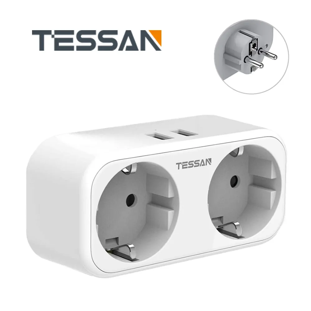 TESSAN Multiple Electrical Sockets EU Plug Power Strip with 2 AC Outlets 2 USB Ports 4 In 1 Wall Charger Adapter for Home Travel
TESSAN Multiple Electrical Sockets EU Plug Power Strip with 2 AC Outlets 2 USB Ports 4 In 1 Wall Charger Adapter for Home Travel