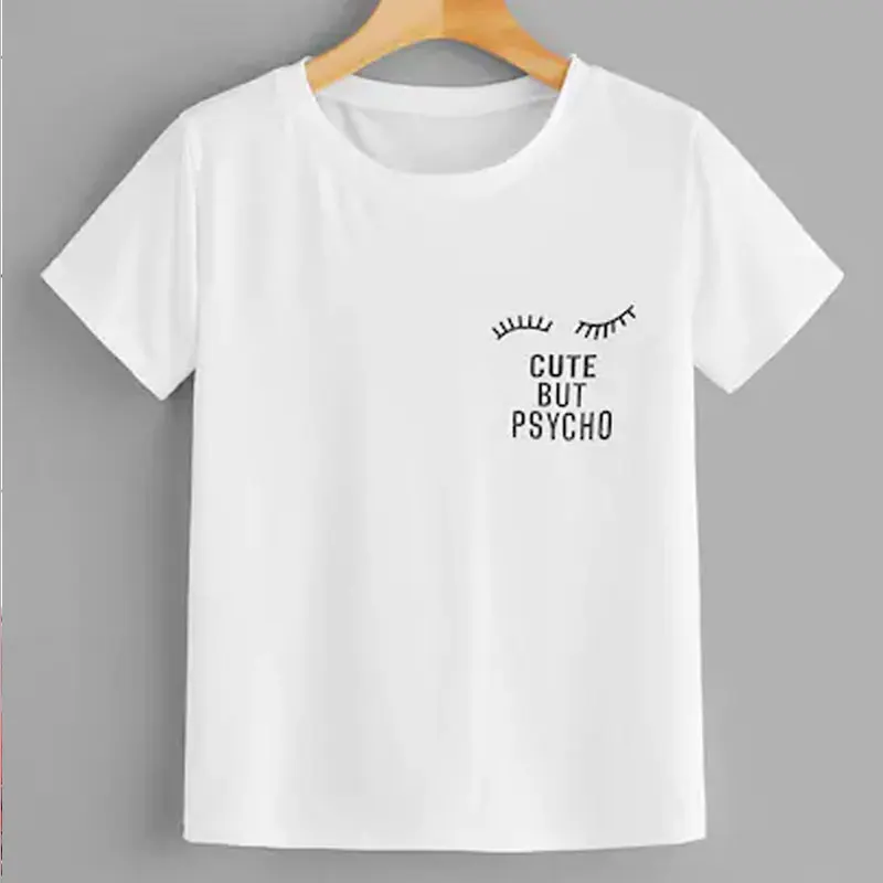 CUTE BUT PSYCHO Women's Short sleeve 100% Cotton Funny Letter print Graphic O neck Tshirt Drop shipping harajuku tops
CUTE BUT PSYCHO Women's Short sleeve 100% Cotton Funny Letter print Graphic O neck Tshirt Drop shipping harajuku tops