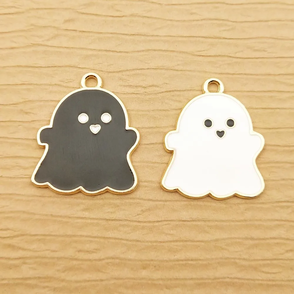 

10pcs 20x23mm enamel ghost charm for jewelry making cute earring pendant necklace bracelet charms accessories diy finding