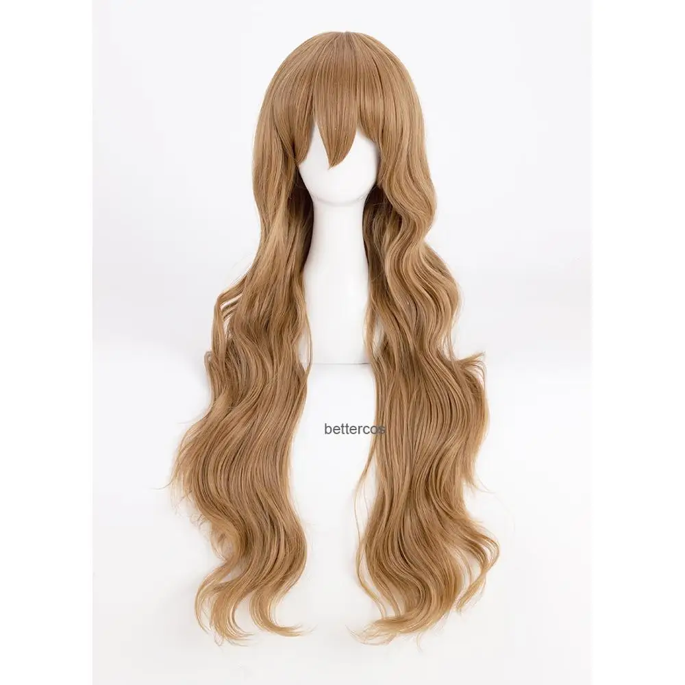 

TIGER DRAGON Toradora! Aisaka Taiga Cosplay Wigs 80cm Long Linen Brown Wavy Heat Resistant Synthetic Hair Wig + Wig Cap