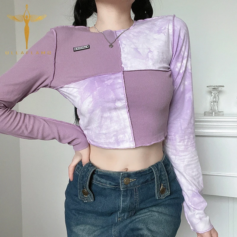Purple Patchwork Crop Tops Womens O-Neck Long Sleeve Street Pullover T-Shirts Y2K Autumn Casual T-Tops Female Skinny Tee-Shirt
Purple Patchwork Crop Tops Womens O-Neck Long Sleeve Street Pullover T-Shirts Y2K Autumn Casual T-Tops Female Skinny Tee-Shirt