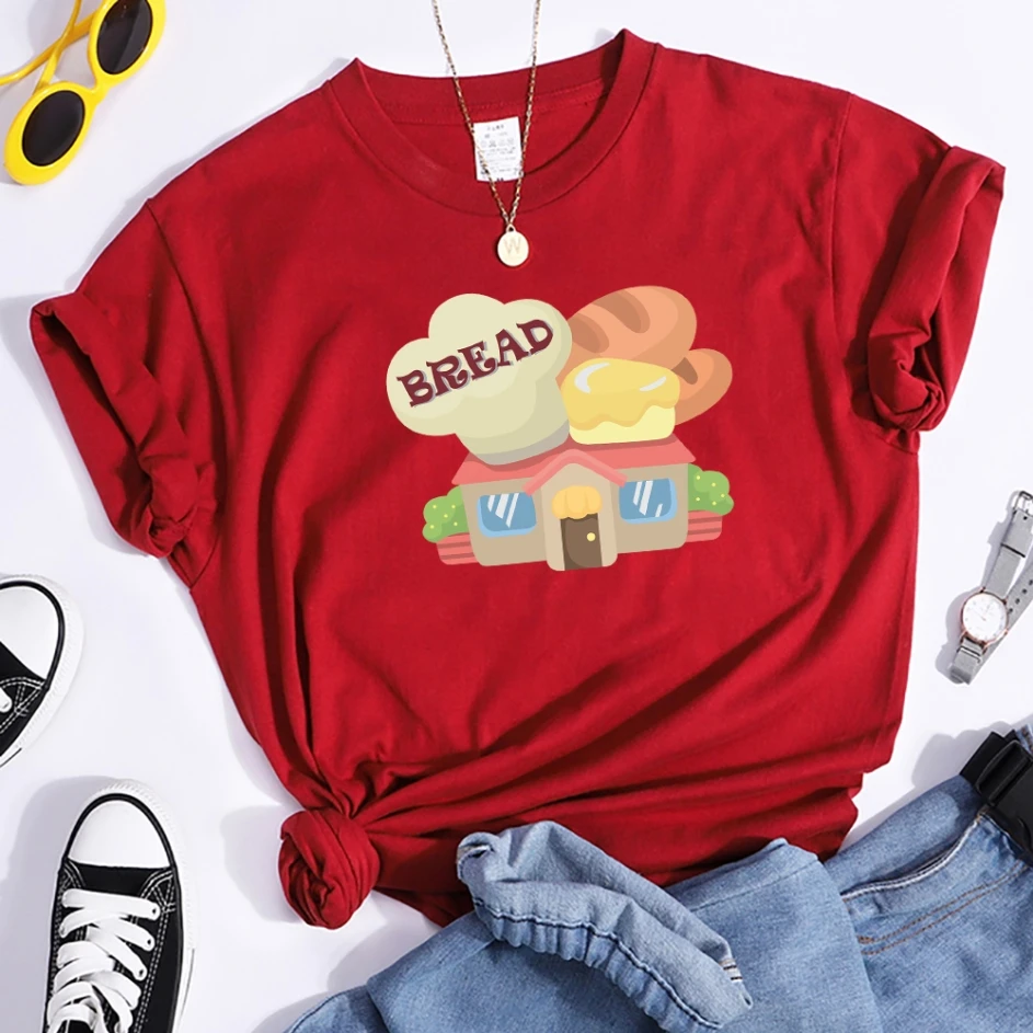 Bread Printing T Shirt Woman Retro Style Oversize Cotton TShirts Fashion Breathable T-shirt Summer O-Neck Female T Shirts
Bread Printing T Shirt Woman Retro Style Oversize Cotton TShirts Fashion Breathable T-shirt Summer O-Neck Female T Shirts