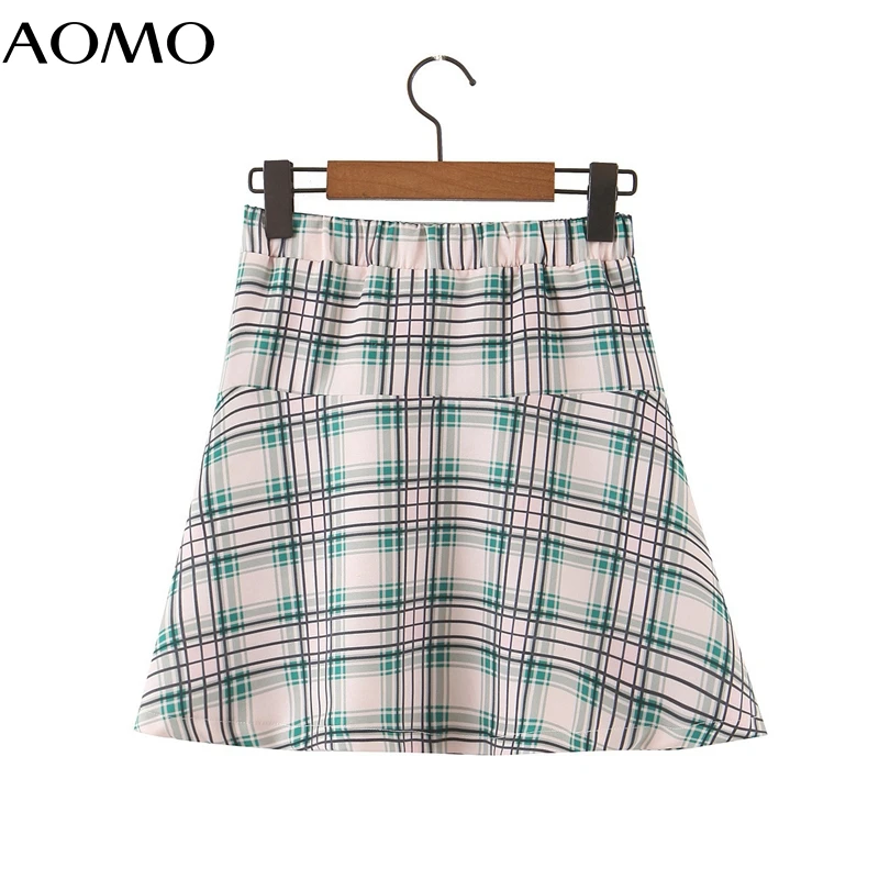 AOMO women plaid print skirts faldas mujer strethy waist summer female Elgant mini skirt SL631A
AOMO women plaid print skirts faldas mujer strethy waist summer female Elgant mini skirt SL631A